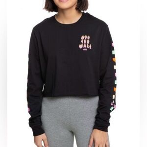 🖤VANS 2019 OFF THE WALL BLACK CROP L/S TOP SIZE M🖤